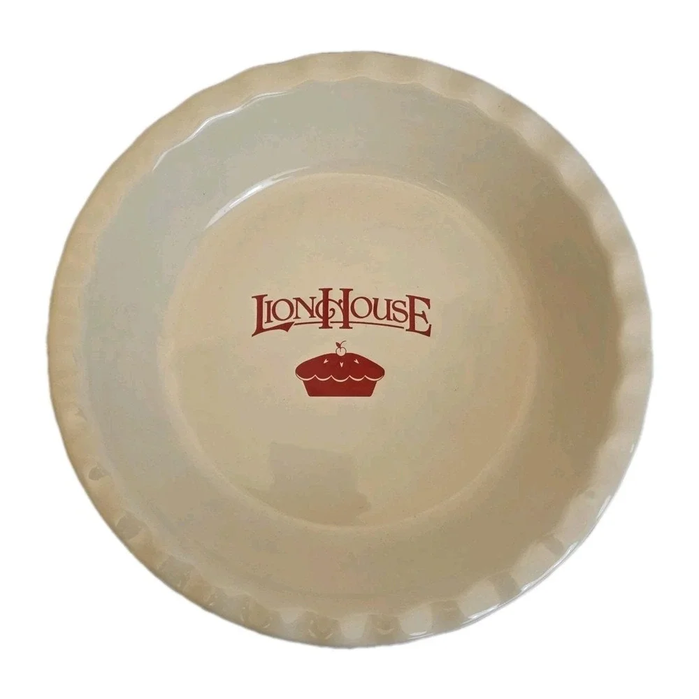 Vintage Ceramic Lion House Deep Dish‎ Ivory & Red. Logo. 10